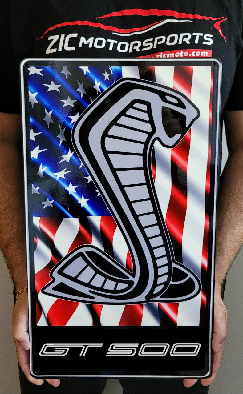 Shelby GT500 USA Silver Steel Sign