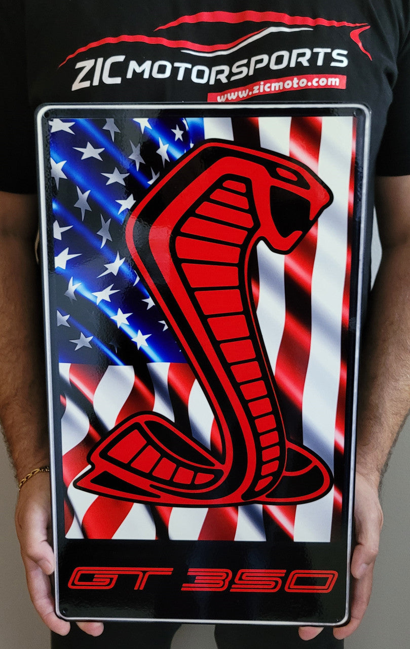 Shelby GT350 USA Red Steel Sign
